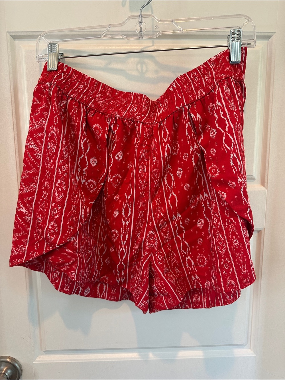 Elan Red Printed High-Waist Women’s Shorts